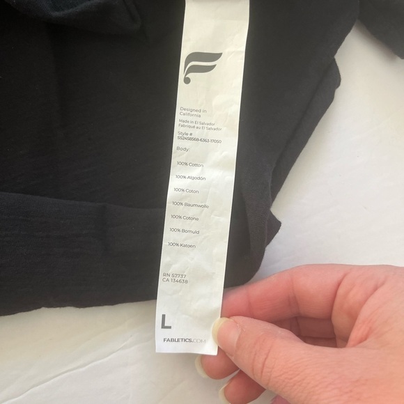 Fabletics Cotton Slub Cropped Tee Black Size Large New with Tags - Picture 4 of 8